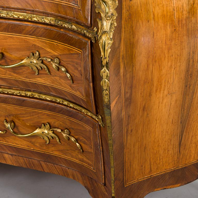 A Swedish Rococo commode by Christopher Tietze (master in Stockholm 1764-1791), signed CT.