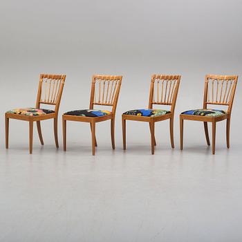 Four Model 1165 chairs by Josef Frank for Firma Svenskt Tenn, second half of the 20th century.