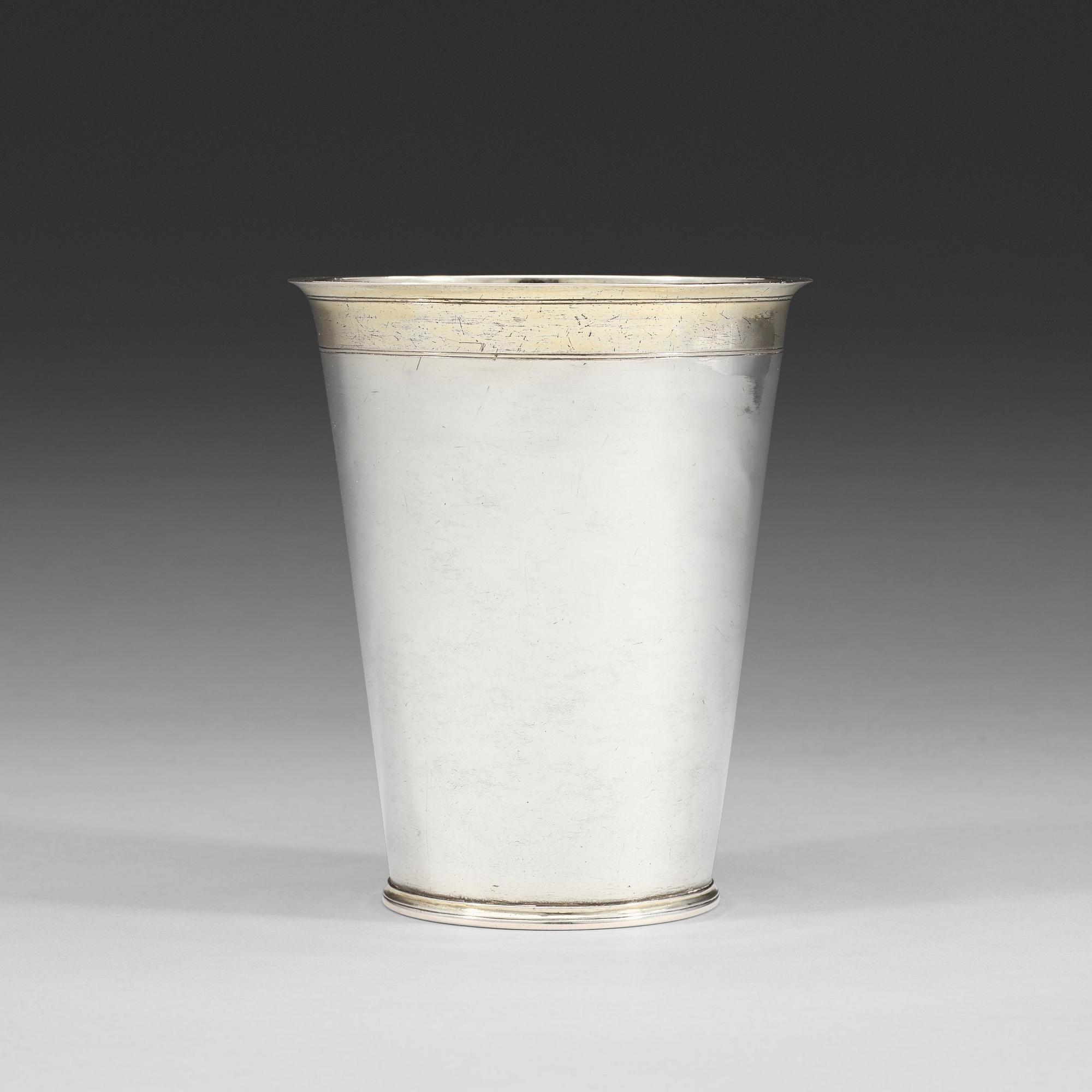 A Swedish early 18th century parcel-gilt beaker, marks of Johan Rudman, Gävle (1689-1727).
