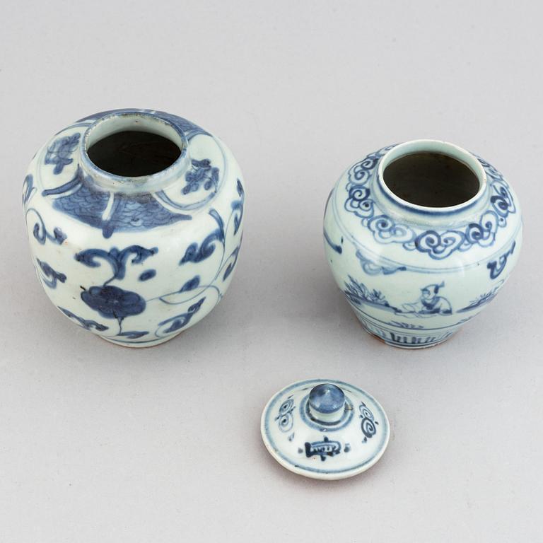 Two blue and white jars, Ming dynasty (1368-1644).