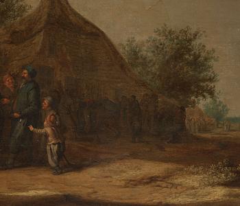 Jan van Goyen Follower of, Gathering around the wine monger.