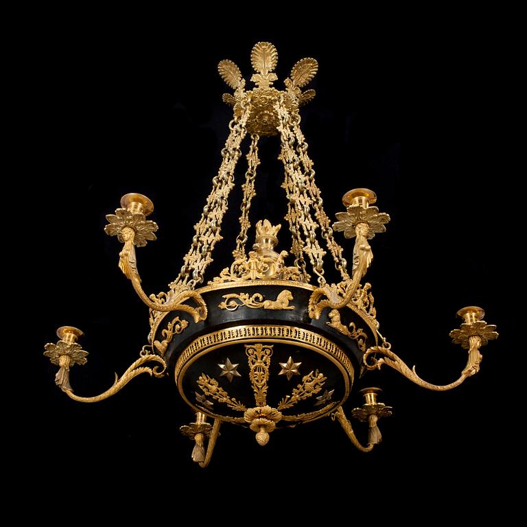 An Empire 19th century six-light hanging-lamp.