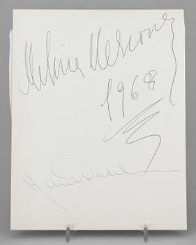 AUTOGRAFER, 14 st, filmstjärnor och musikartister, egenhändiga av bla Ingrid Bergman 1955.