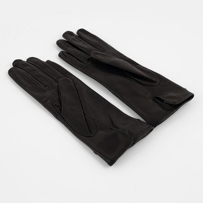 Prada, A pair of black lambskin gloves, size 7.