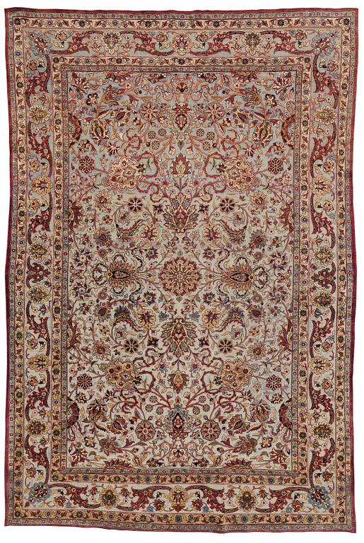 MATTO, a semi-antique silk Kashan relief (souf), ca 300 x 199,5 cm.