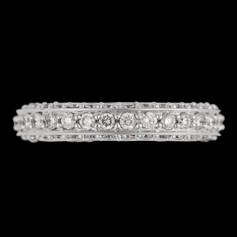 A brilliant cut diamond ring, tot. 1.68 cts.