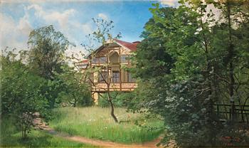 417. Alfred Thörne, House in leafy garden.