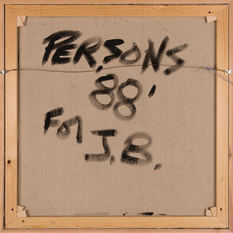 TIMOTHY PERSONS, acrylic on canvas, collage, a tergo signed and dated -88.