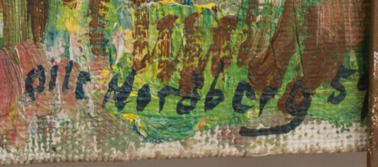 OLLE NORDBERG, olja på pannå. Signerad och daterad.