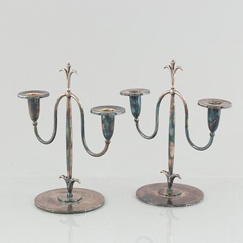 A pair of silver-plated cndelabra, second half of the 20th Century.