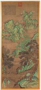 Wen Zhengming (1470-1559), efter. Rullmålning, ramad.