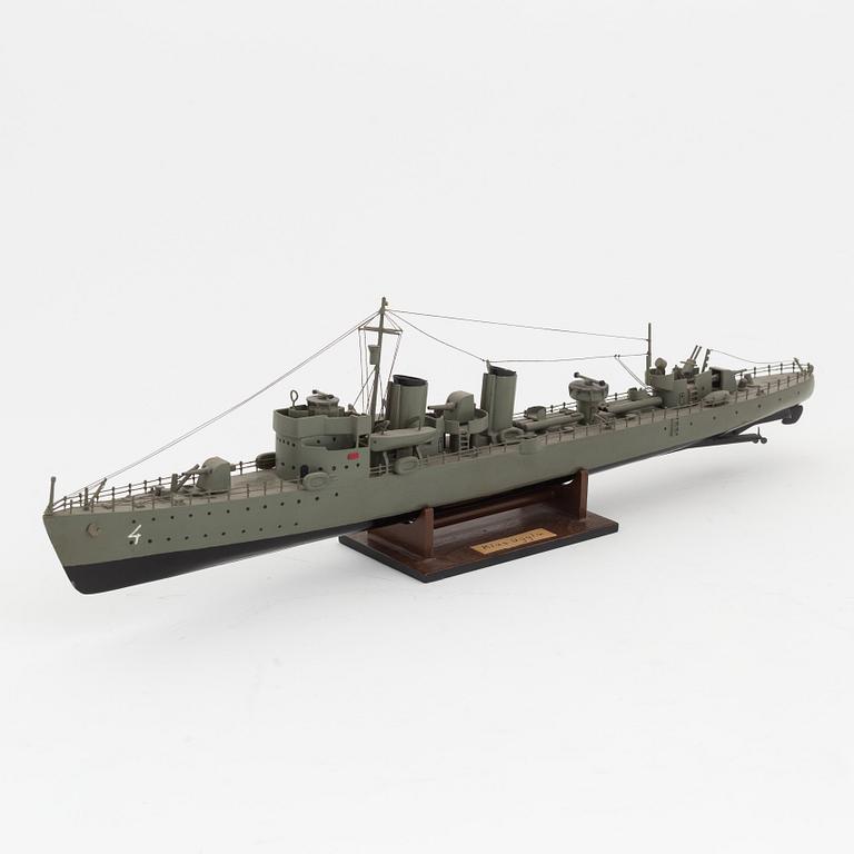 A Swedish ship model 'HMS Klas Uggla', 1950s.