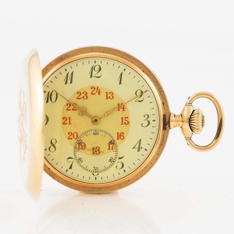 Pocket watch, Zenith, 18K gold, hunter, 51 mm.