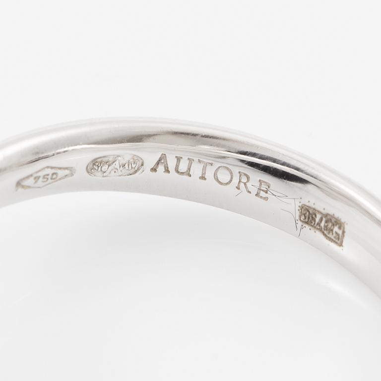 Ring 18K vitguld med en odlad Söderhavspärla och svarta diamanter och emalj, Autore.
