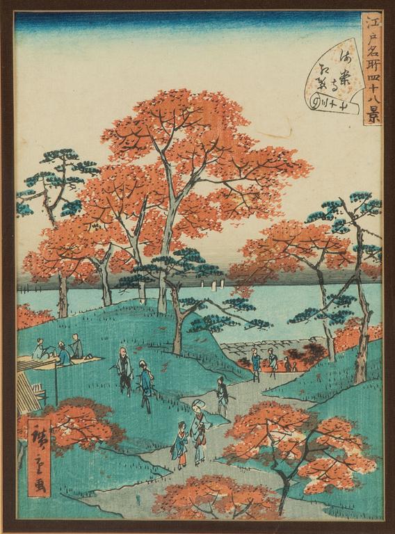 Utagawa Hiroshige II, träsnitt, två stycken.