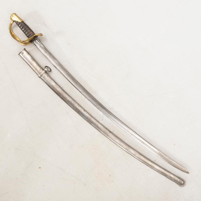 A French sabre, 1822 cavalry pattern, with scabbard.