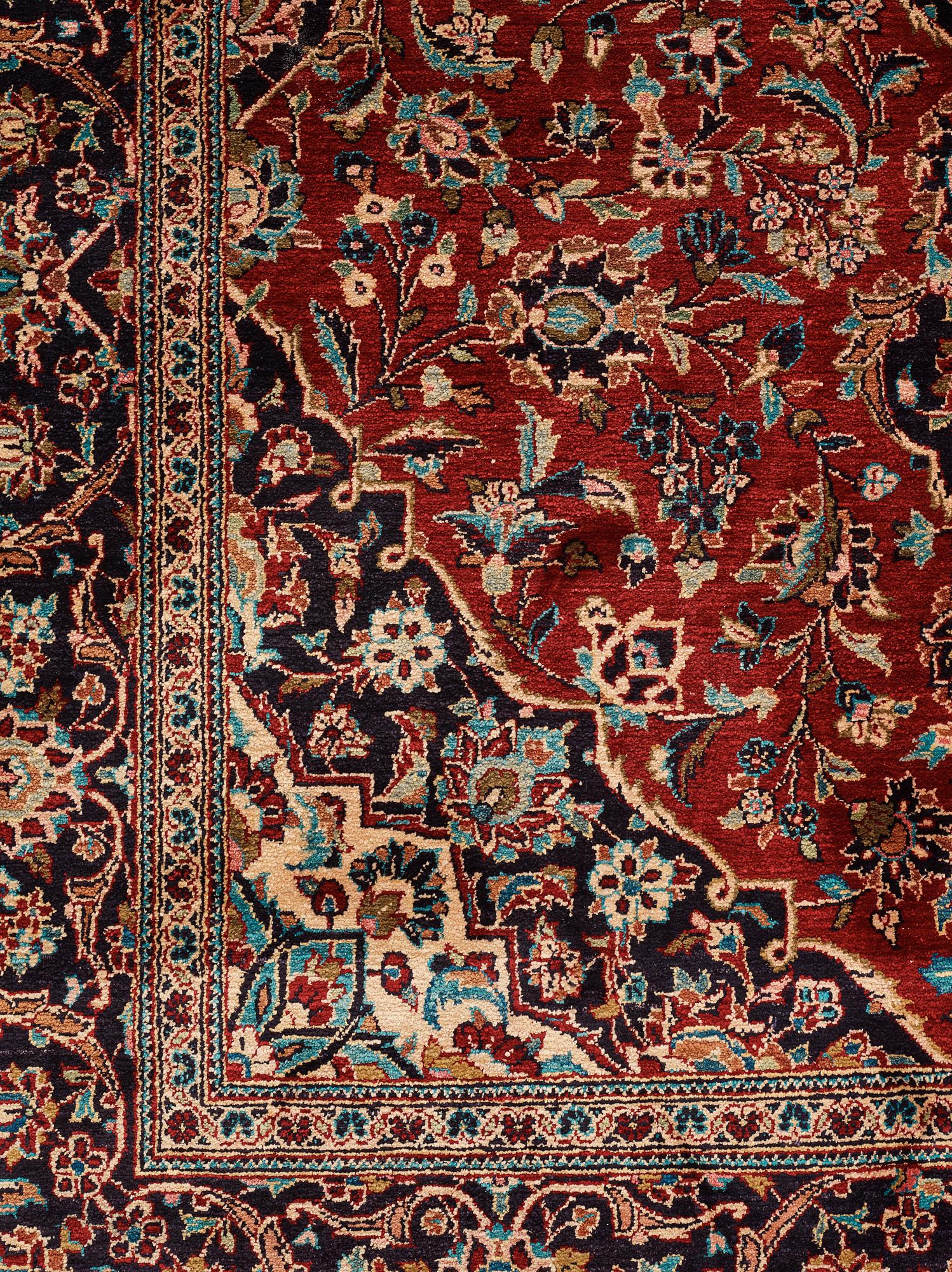 A rug, Old, silk Kashan, ca 224 x 138,5 cm.