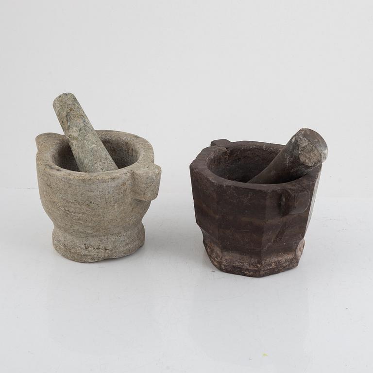 Two mortars, circa 1800 and 19th Century.