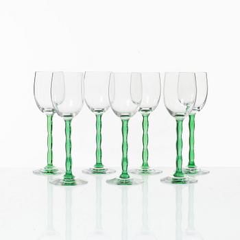 Gunnar Cyrén, a set of seven 'Nobel' wine glasses, Orrefors.