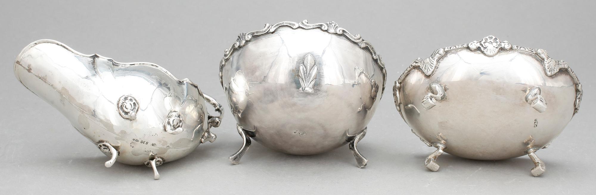 PARTI SILVER, 3 delar, bla Egypten och Tyskland, 1900-tal. Tot vikt 320 gram.
