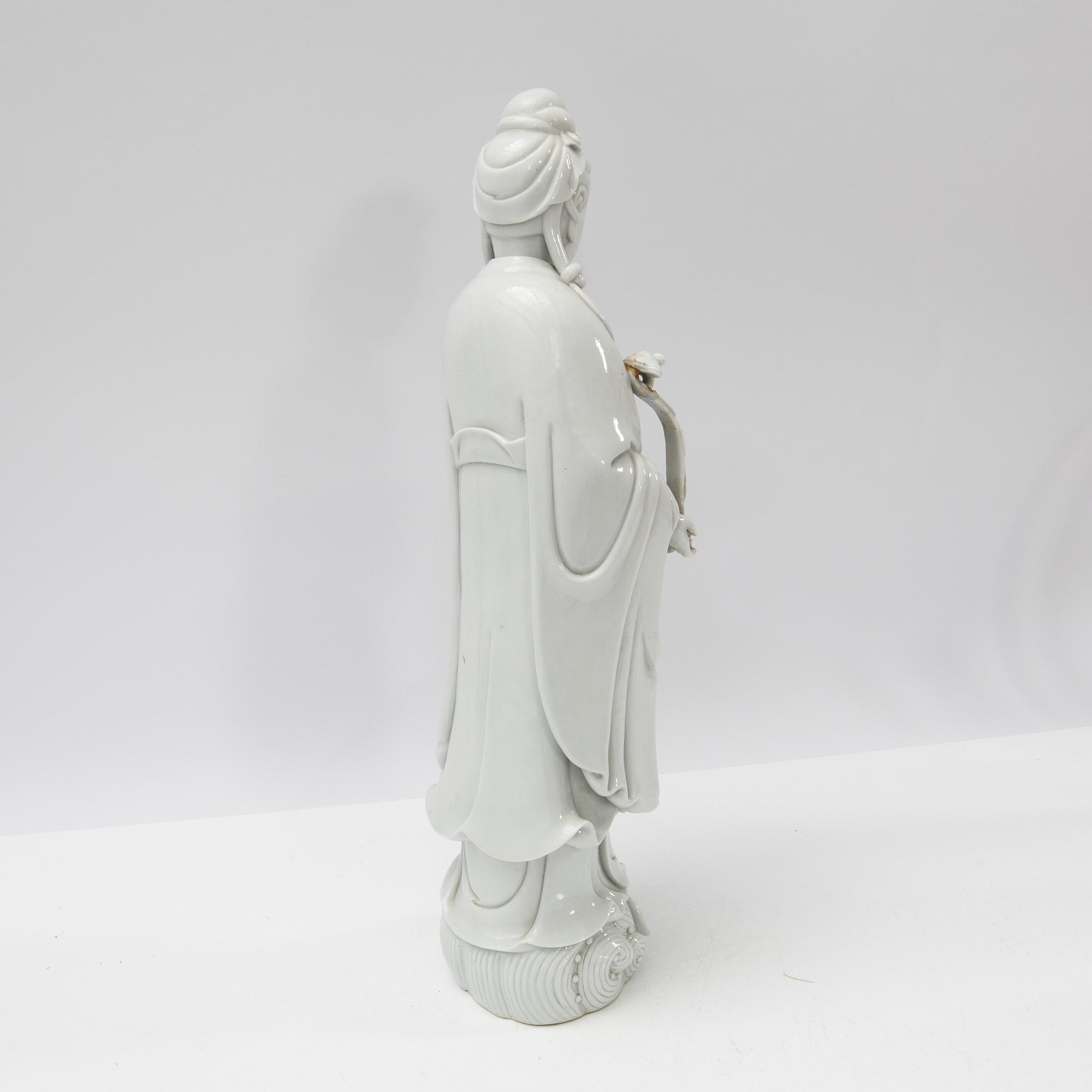 Guanyin, porcelain, blanc de Chine, late Qing dynasty, 19th century.