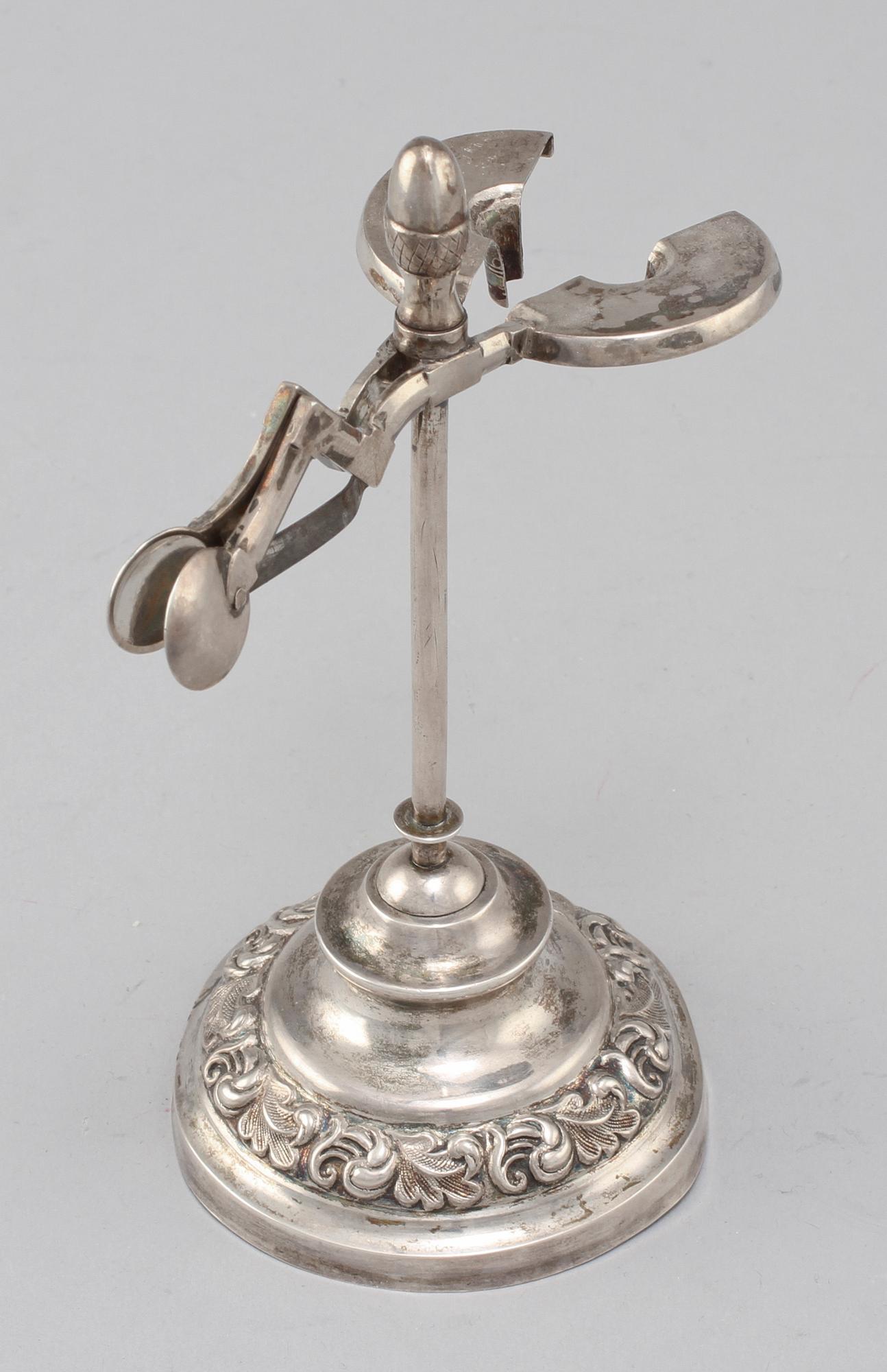VAXSTAPELSTÄLL, silver, senempire, Johan Wahlström, Jönköping, 1846.