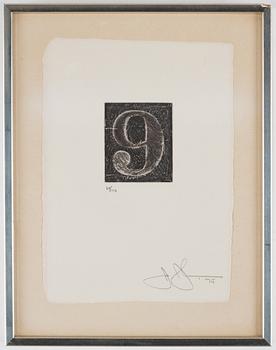 Jasper Johns, "9" ur "0-9 (A set of Ten Numerals)".