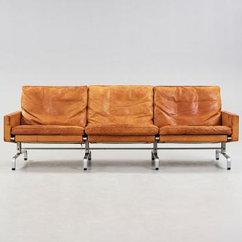 A Poul Kjaerholm three seated 'PK-31-3' brown leather sofa by E Kold Christensen, Denmark 1960's.