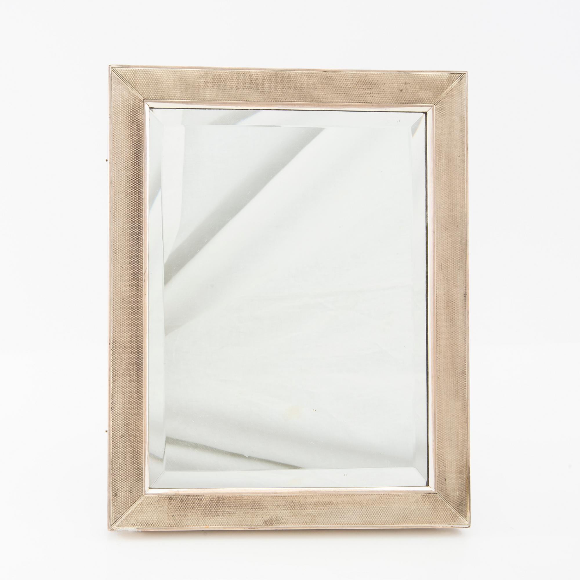 Table mirror/Frame sterling Swedish import marks mid-20th century.
