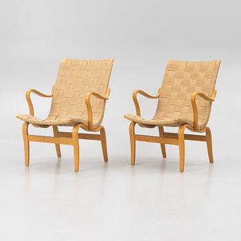 Bruno Mathsson, fåtöljer, ett par, "Eva", Firma Karl Mathsson, Värnamo, 1973.