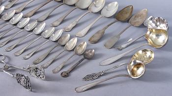 PARTI SILVER, 32 delar, delvis Sverige. Tot. vikt 1040 g.