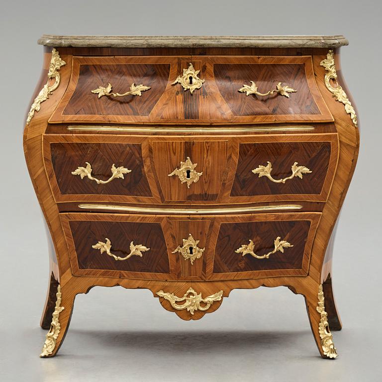 A Swedish Rococo 18th century commode presumably by Gustaf Foltiern (master in Stockholm 1771-1804).