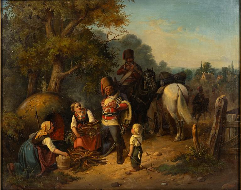 Okänd konstnär, 1800-tal, Soldaternas besök.