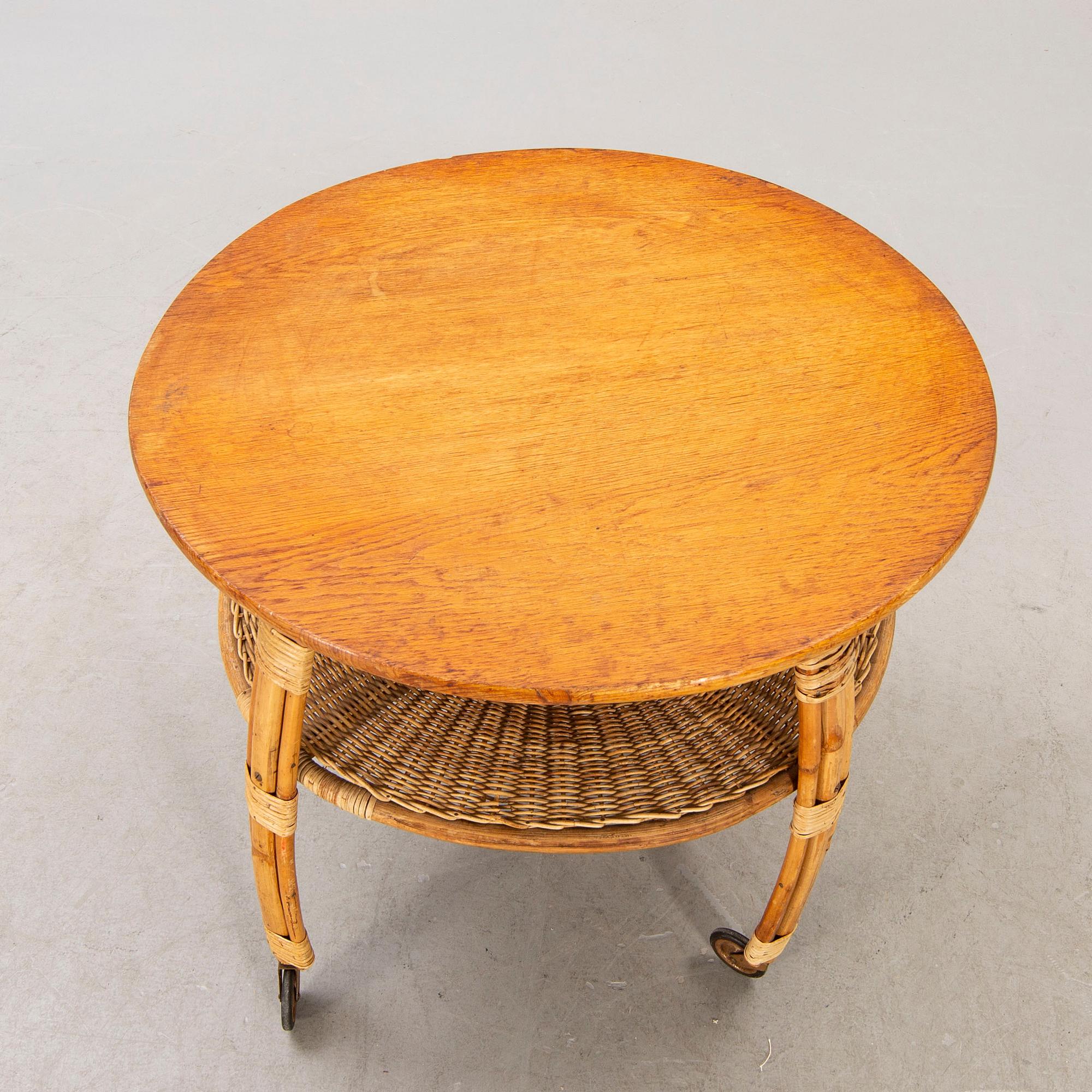 Armchairs a pair and table, 1930s-40s.