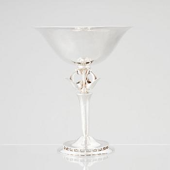 Georg Jensen, a sterling bowl on a stem, Copenhagen 1925-32, design nr 471, Swedish import marks 1927.