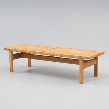 A Børge Mogensen oak and rattan bench, Fredericia Stolefabrik, Denmark, 1950-60's.