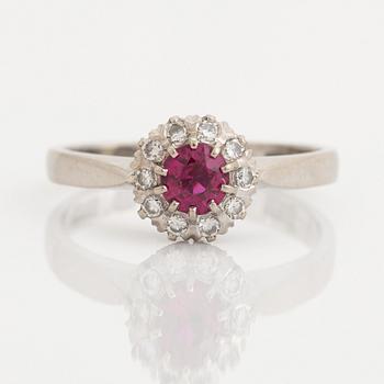 Ruby and brilliant cut diamond ring.