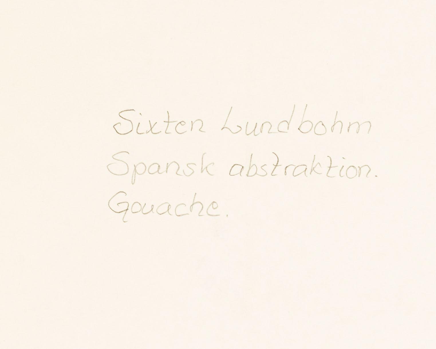 Sixten Lundbohm, gouache, signed with monogram.