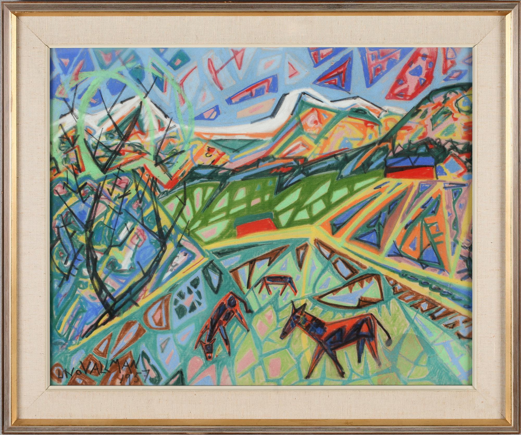 UNO VALLMAN, pastell, signerad och daterad 1957.