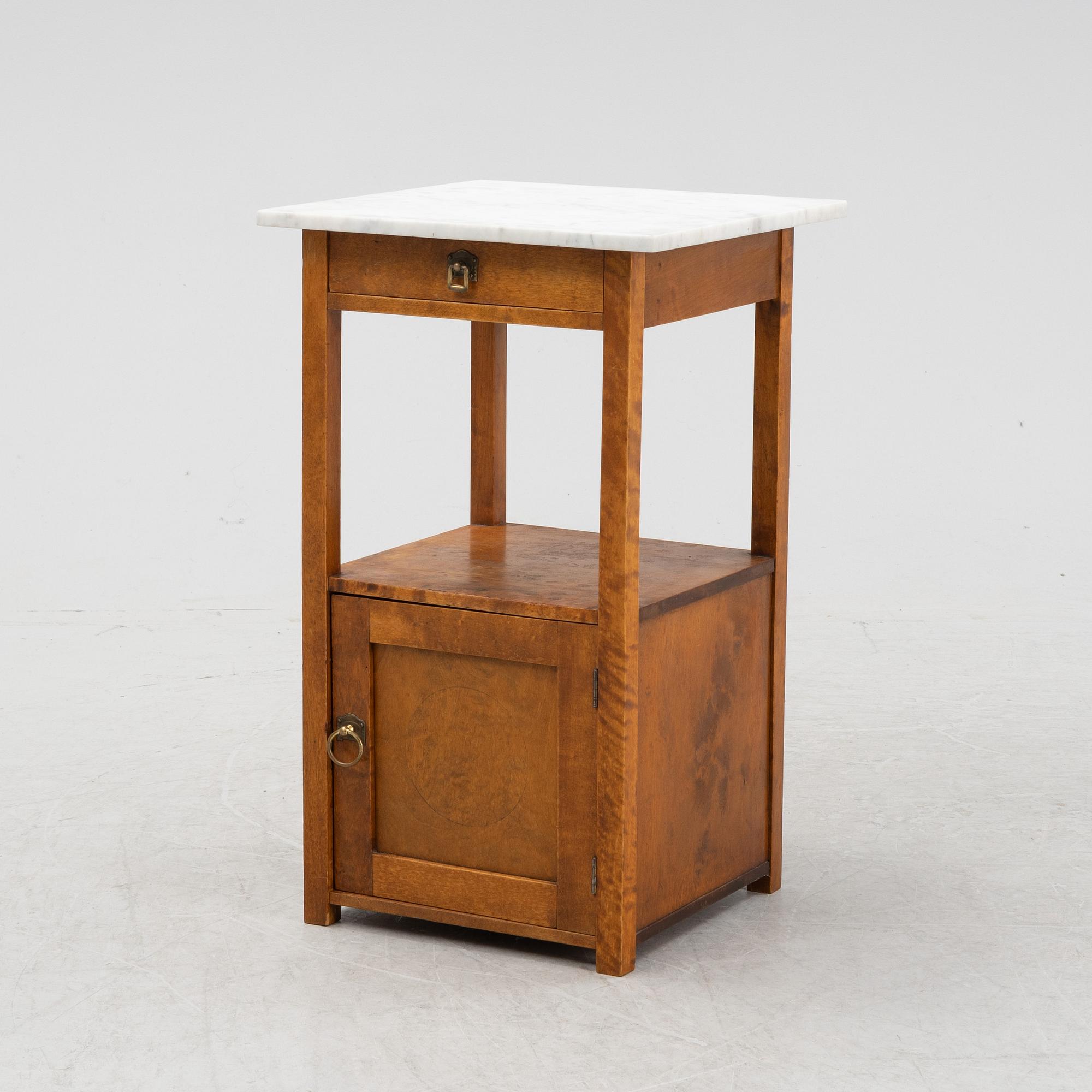 A marble top bedside table, 1940's/20's.