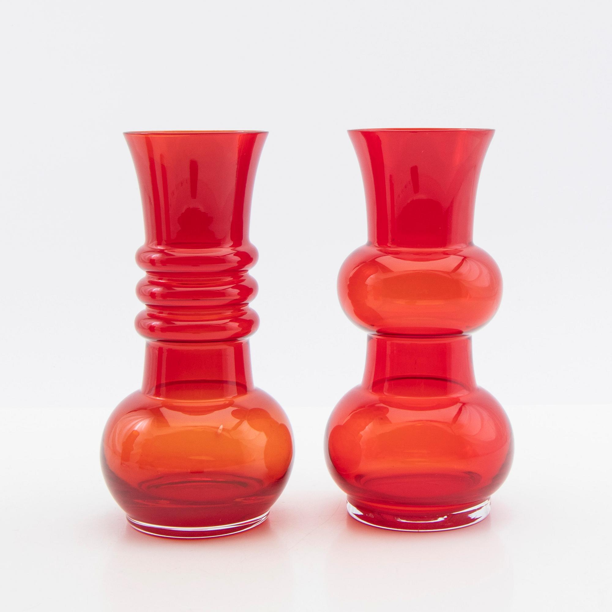 Tamara Aladin, Vases, 4 pcs, glass, Riihimäen Lasi, Finland, 1960s/70s.