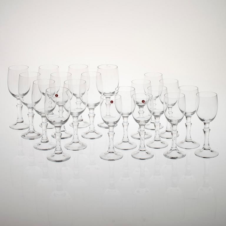 GLASSERVIS, 10+10 st, glas, "Unikko", Tapio Wirkkala, Iittala 1980-tal.