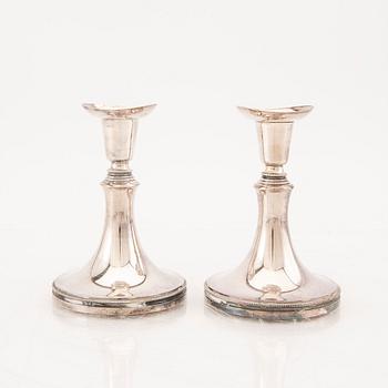 A pair of Swedish 20th century silver candle sticks mark of Eric Löfman Uppsala 1947.