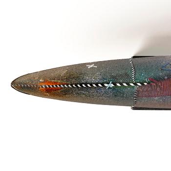 Bertil Vallien, skulptur, båt, sandgjutet glas, Kosta Boda 1992.