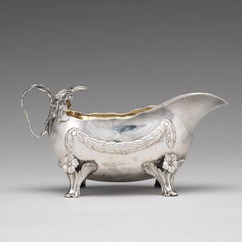 A Swedish 18th century parcel-gilt silver cream-jug, marks of Lars Boye Stockholm 1772.