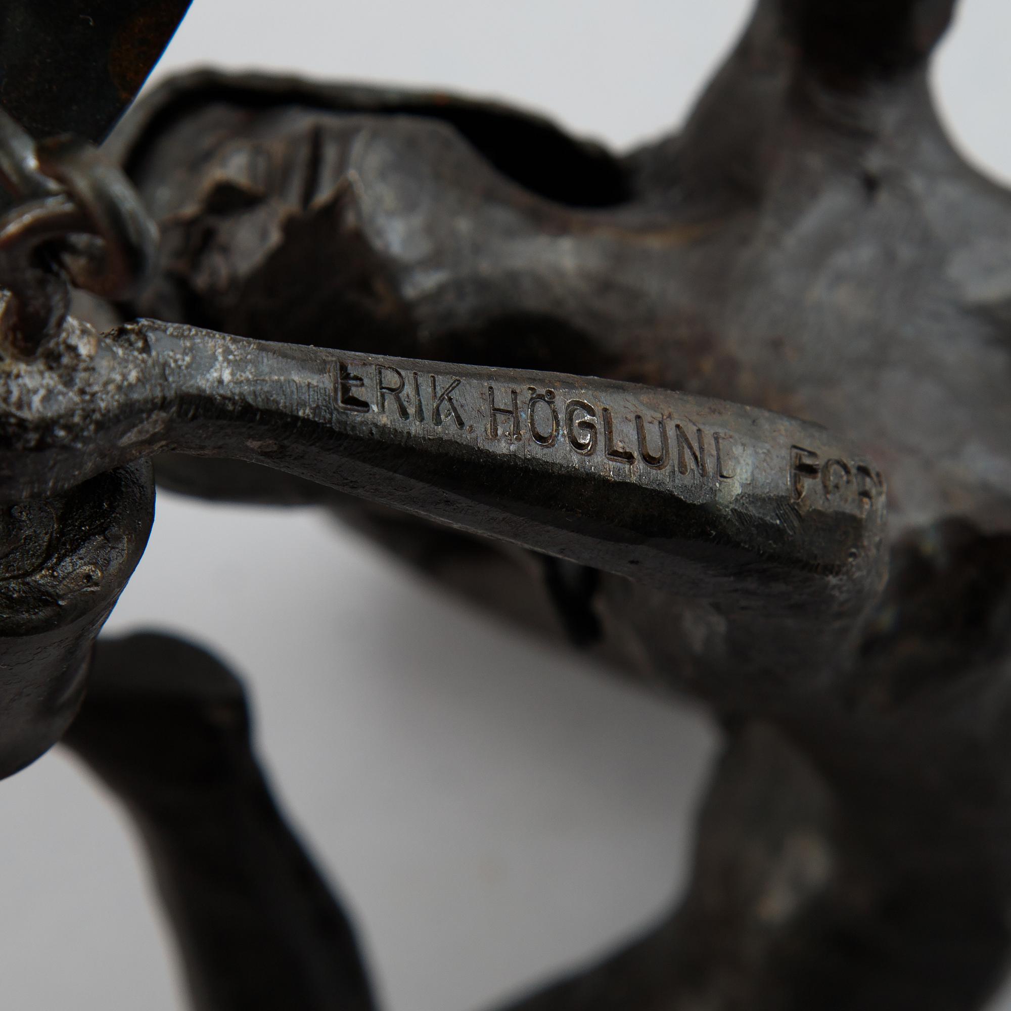 Erik Höglund, skulptur/ljuslampett, smide, Lars Larsson Konstsmide, signerad, numrerad 1/10.