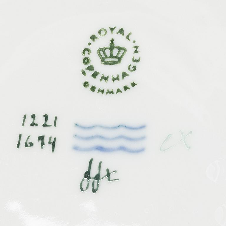 Royal Copenhagen, cremekoppar med lock och fat, 11 st, "Sachsisk Blomst", Danmark, 1951-65.