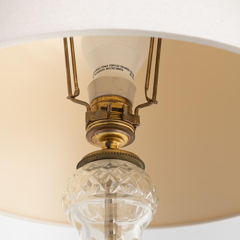 A pair of brass and glass table lamps, first half of the 20th century.