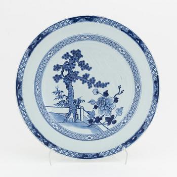 A large blue and white serving dish, Qing dynasty, 18th Century.