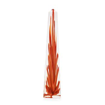 A Fulvio Bianconi 'Obelisk with flame' glass sculpture, Venini, Murano, Italy.